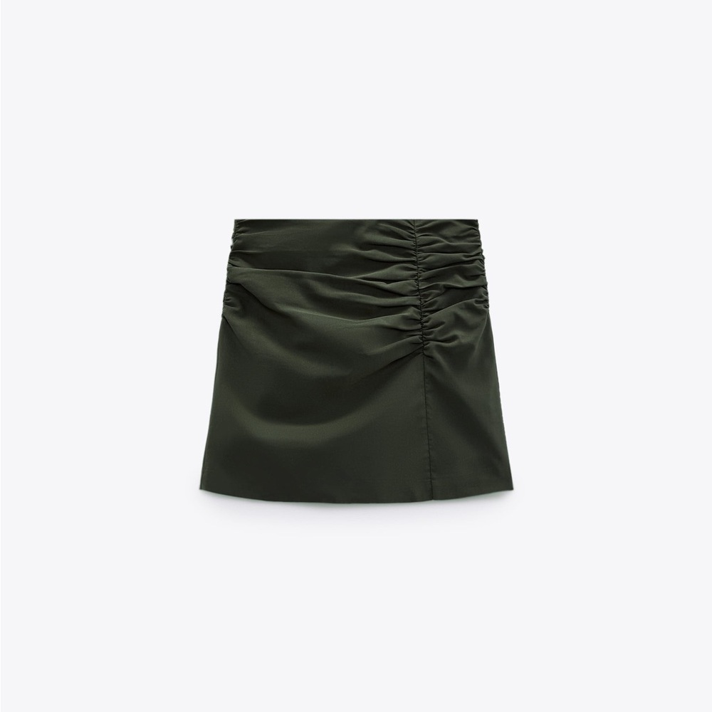 Zara green LINEN BLEND STRETCH SKIRT